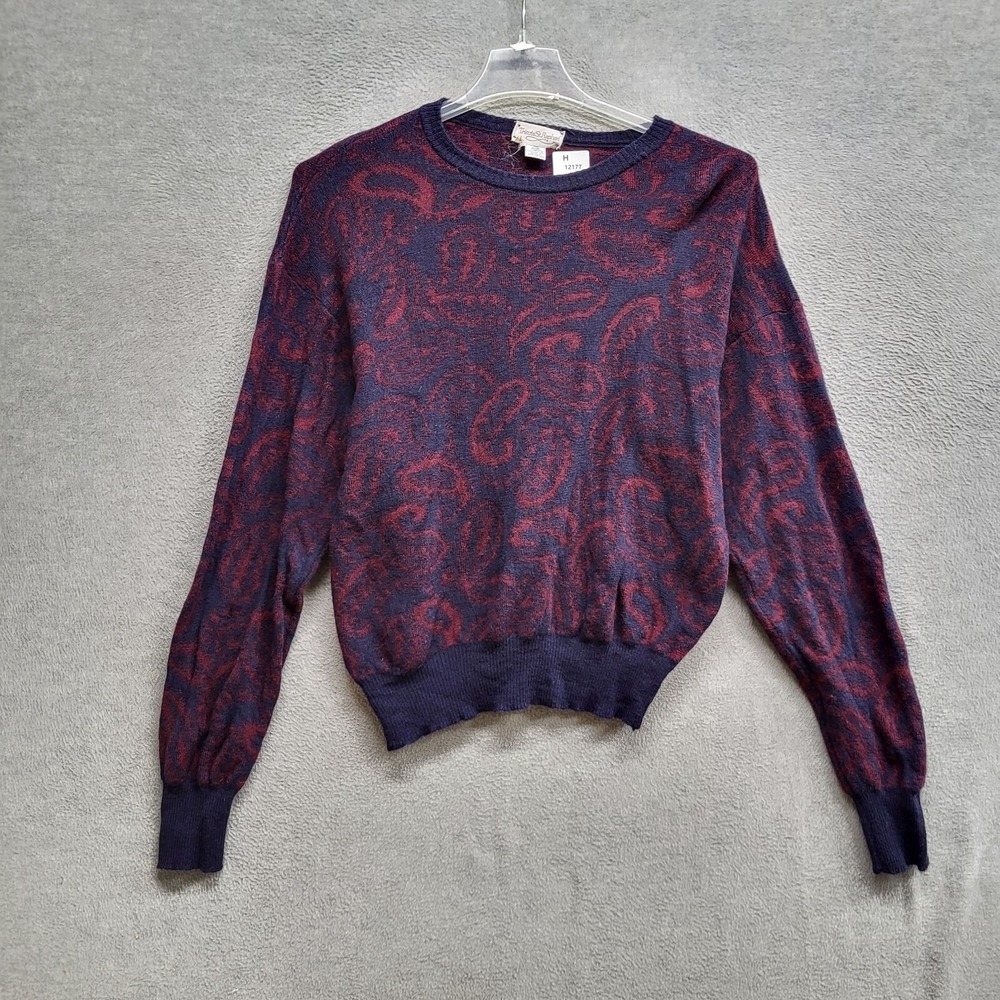 Tricots St Raphael Men Sweater XL Purple Paisley‎ Wool 90s Pullover